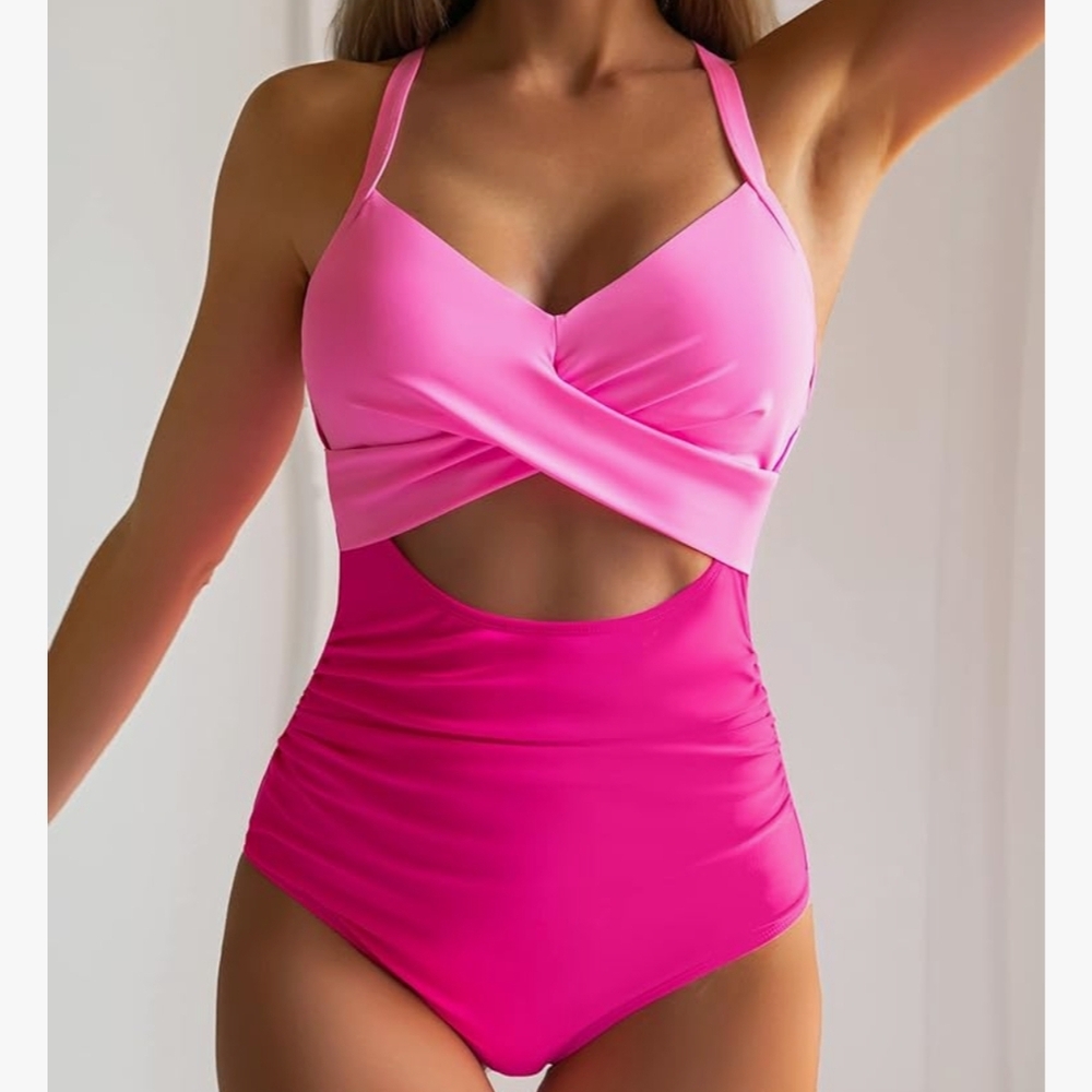 EoMENIE Stylish Pink One-Piece Swimsuit